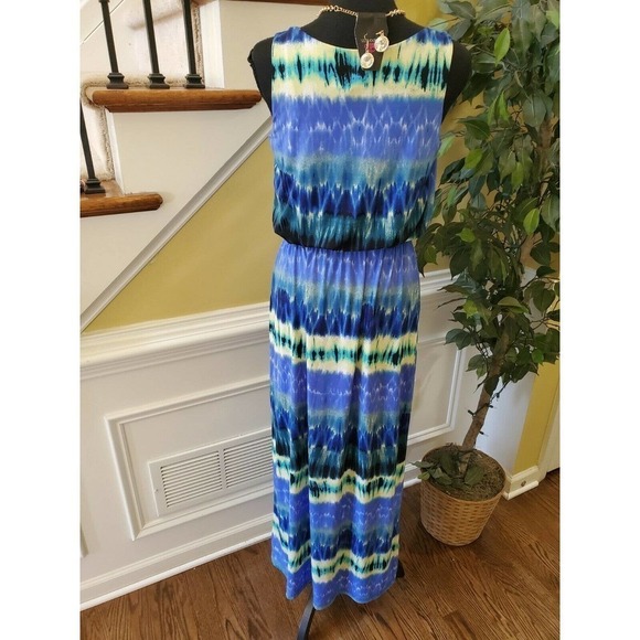 Donna Rico Multicolor Geometric Maxi Dress Size 6 - Picture 6 of 10